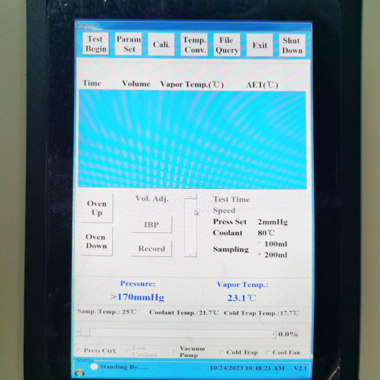 شاشة جهاز التقطير ASTM D1160