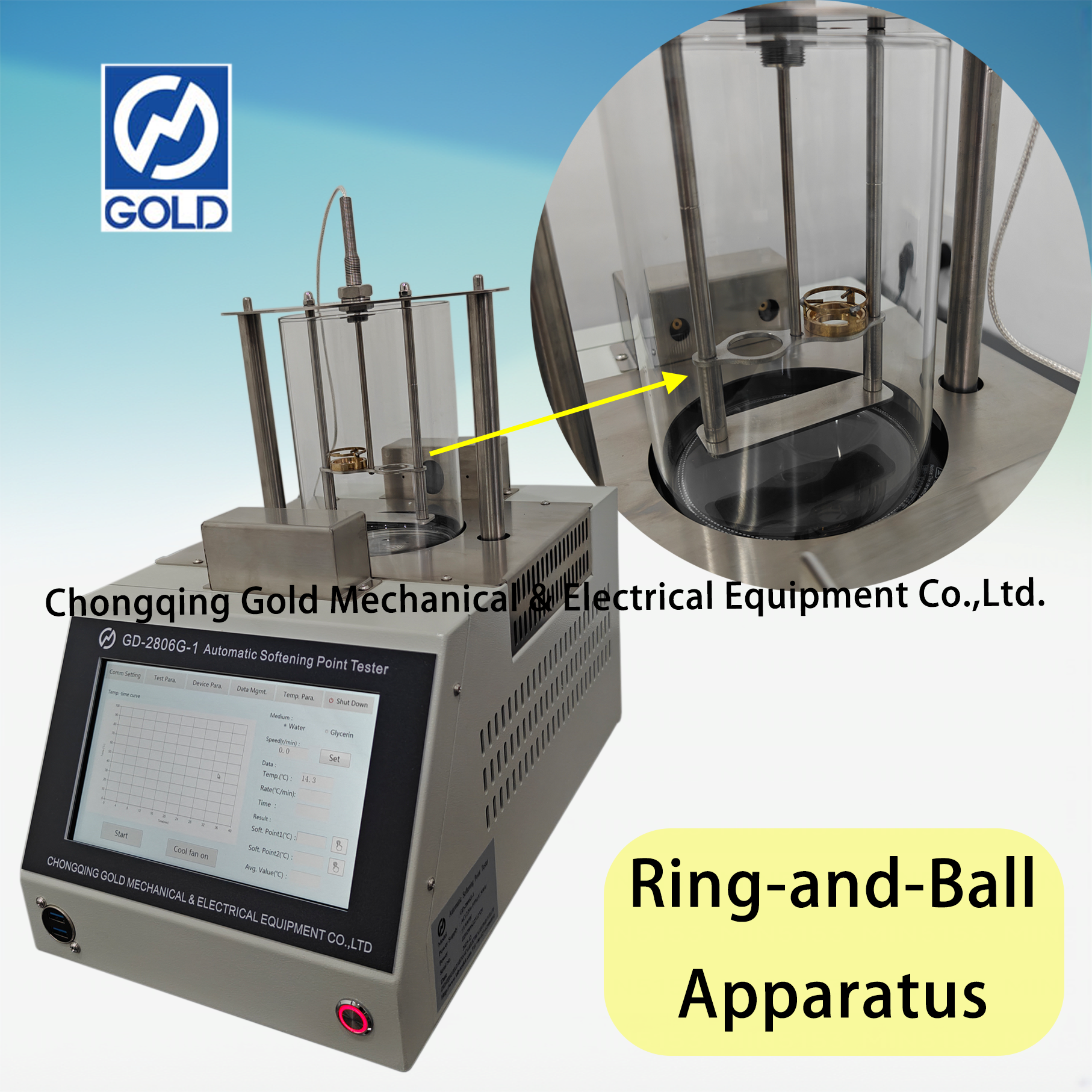 ASTM D36 جهاز اختبار نقطة التليين الأوتوماتيكي للقار